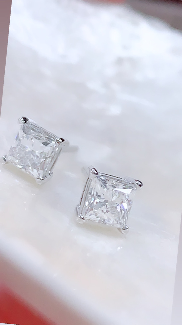 公主方鑽耳環Princess cut diamonds earring 第4張的照片