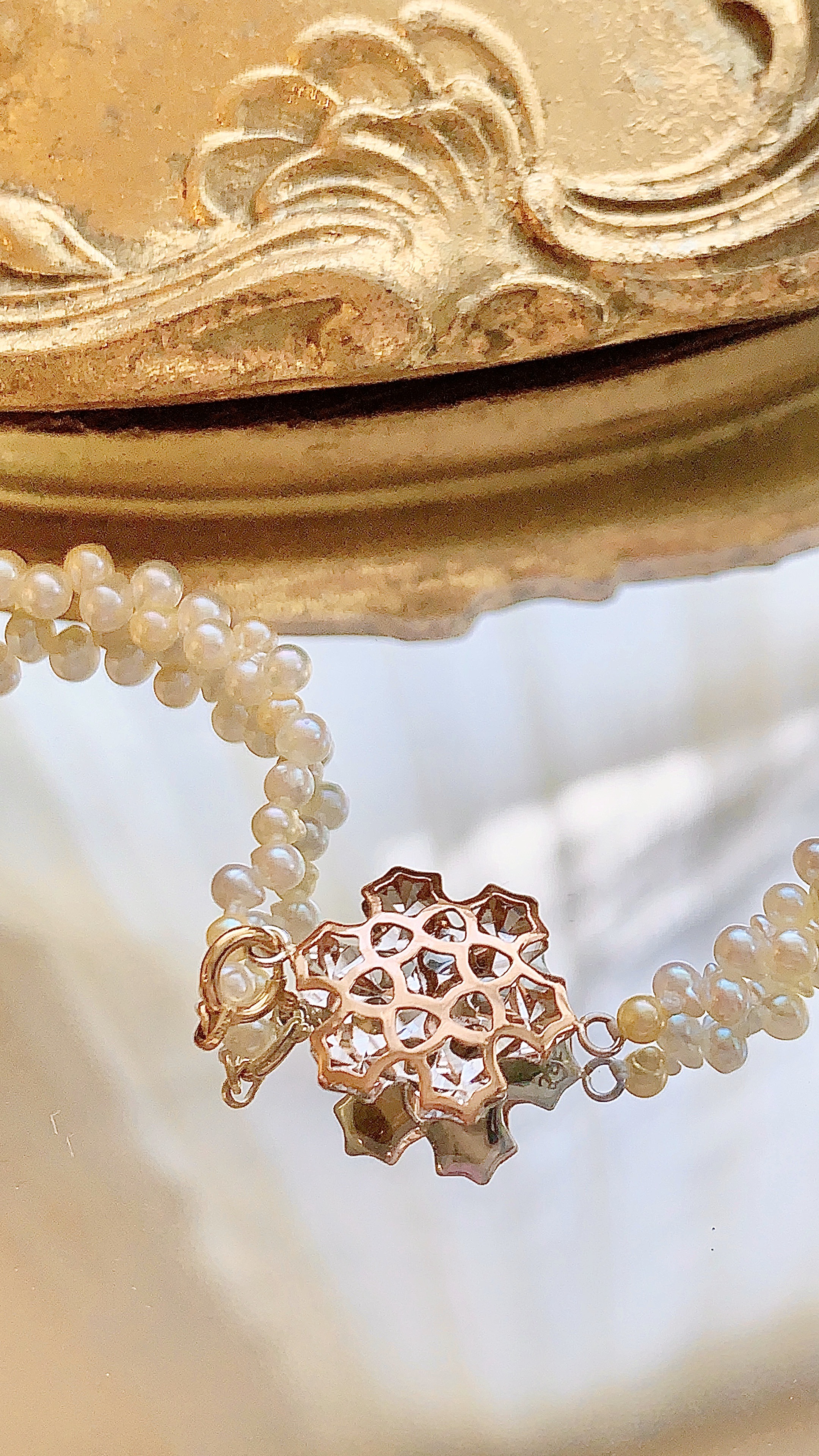 あこや真珠18 kツートンゴールドネックレス