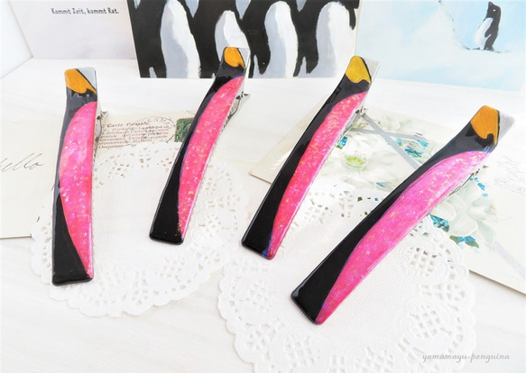 【ペンギンアート展&Twitter感謝企画】キングペンギンのくちばしヘアクリップ 5枚目の画像