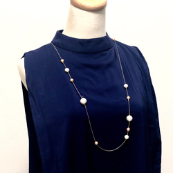 棉珍珠長項鍊 第14張的照片