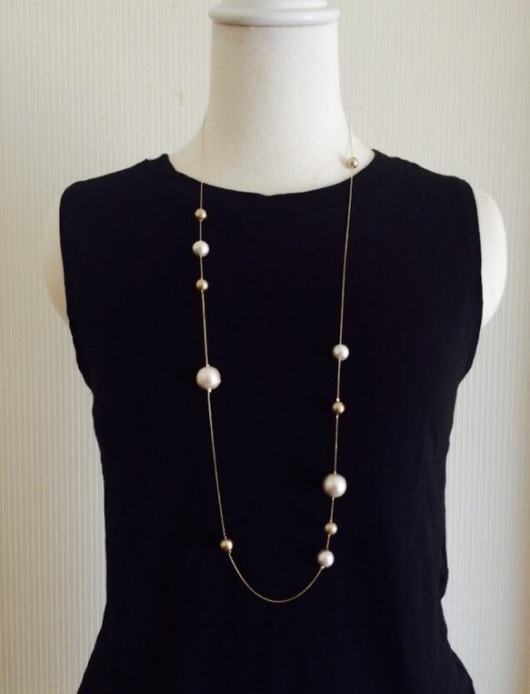 棉珍珠長項鍊 第15張的照片