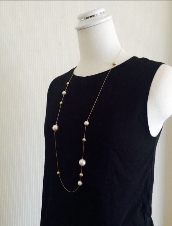 棉珍珠長項鍊 第16張的照片