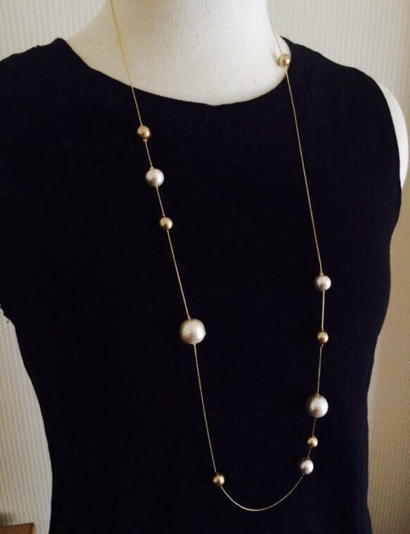 棉珍珠長項鍊 第18張的照片