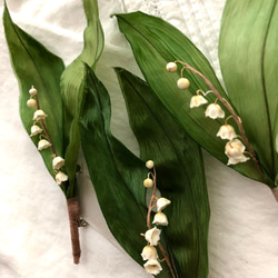 SALE  (送料込)  布花 muguet  すずらん の コサージュ 5枚目の画像