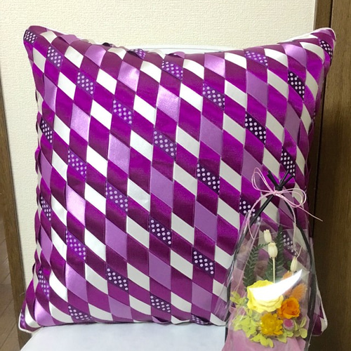 立体クッションカバー ～サテンリボンテープ～