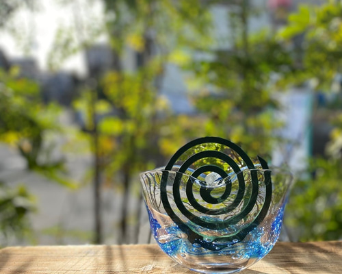 蚊取り線香の器 ブルー 蚊取り線香ホルダー・蚊遣り sun glass