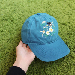 法鬥刺繡水洗棒球帽 - 水洗藍 獨家設計Bulldog Embroidered Cap 第1張的照片