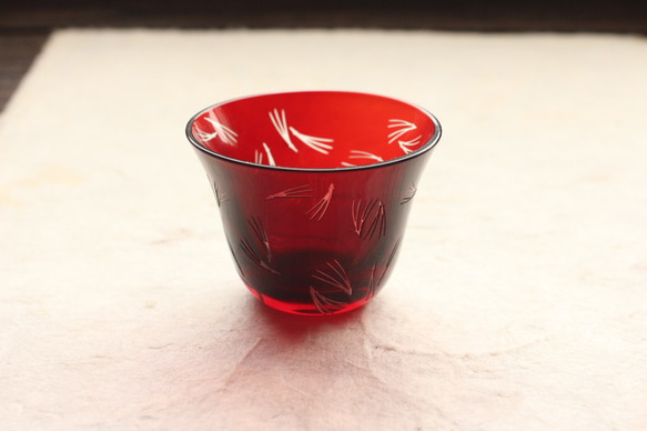 [新]玻璃吞嚥，井口“松葉”紅色 第1張的照片