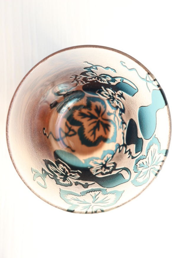 【Jyaneさまオーダー品】ガラス ぐい呑み「六瓢息災」ピンクブルー 5枚目の画像