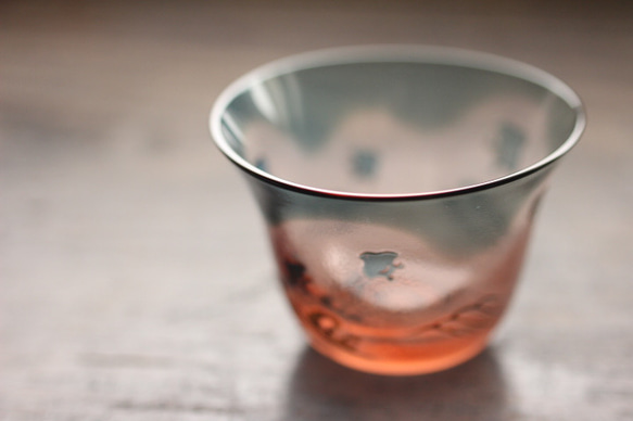 【再販】ガラス ぐい呑み「千鳥」ピンクブルー　其の弐 5枚目の画像