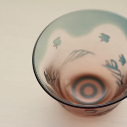 【再販】ガラス ぐい呑み「千鳥」ピンクブルー　其の弐 6枚目の画像
