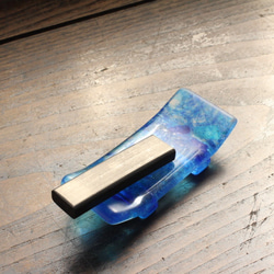 【新作】 ガラス製 書道具 墨床 「群青 其の弐」 4枚目の画像