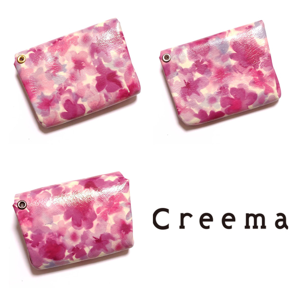 ミニ財布（アコーディオン・花柄ピンク） 2枚目の画像
