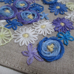 手刺繍のコースター 青紫 4枚目の画像