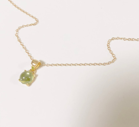 14kgf -宝石質ペリドットround necklace 3枚目の画像