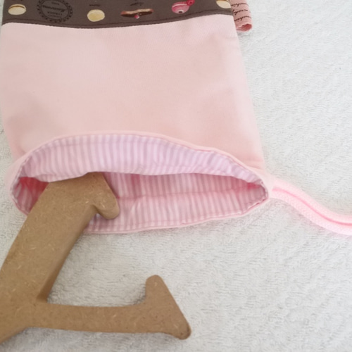 給食袋/スイーツ柄/ミニマカロン/YUWA/片絞り巾着/20×15/ピンク