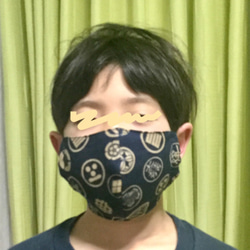 ナンバープレート柄立体マスク/カーキ/4重ガーゼ 4枚目の画像