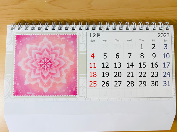 パステル曼荼羅アート⭐︎オリジナル2022年卓上型カレンダー 5枚目の画像