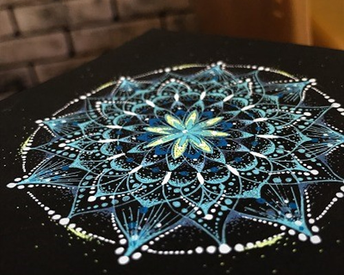 点描曼荼羅アート フレーム付き　ヒーリングアート 点描曼荼羅アート☆ヒーリングアート その他アート ◇ジーナのおうち