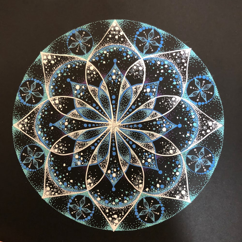 夏至のエネルギー 浄化の花曼荼羅 点描曼荼羅 イラスト ◇ジーナの