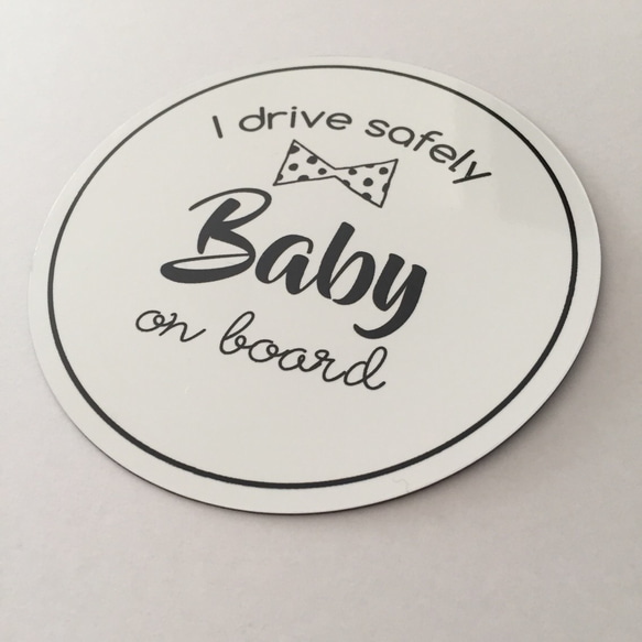 リボン❁︎Baby on board マグネットカーステッカー 2枚目の画像