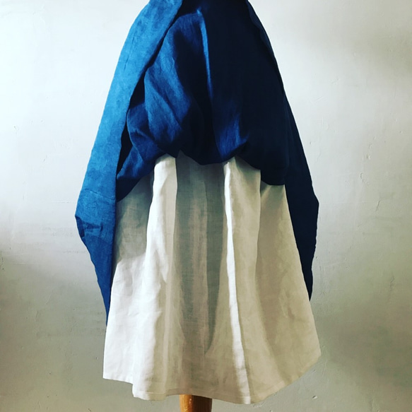 リネン　ロチャ王国星空ギャザースカート　ラベンダー（裏地ヘンプ） 6枚目の画像