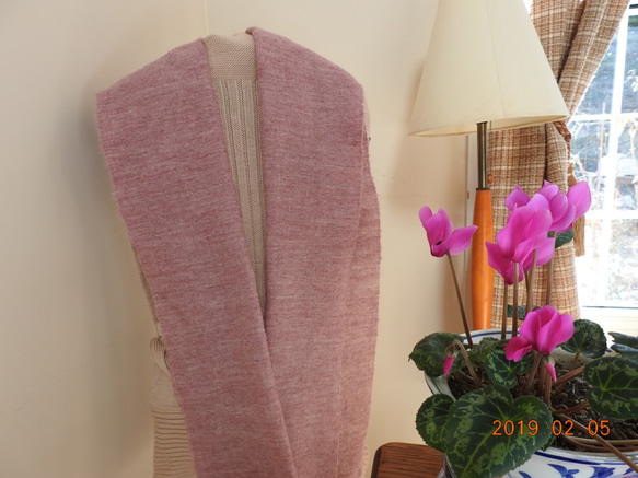 手織りマフラー　　春の訪れを感じる？素敵なピンク！！ 2枚目の画像