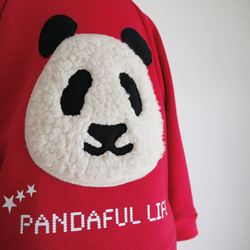 尺寸80〜140☆蓬鬆的熊貓紅色寬插肩 第3張的照片