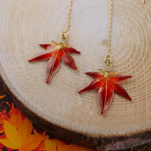 No.570-E　紅葉☆もみじピアス・イヤリング No.570-E 紅葉☆もみじピアス・イヤリング No.570-E 紅葉☆もみじ