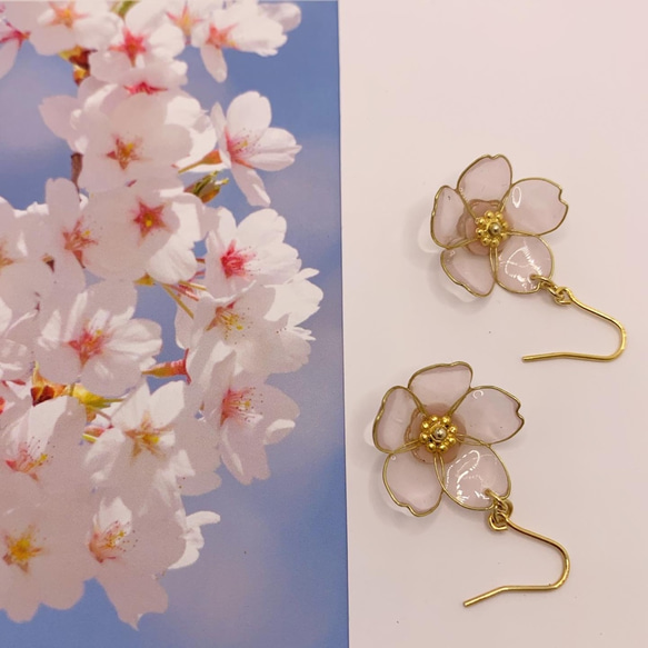 桜の花のピアス/イヤリング2 3枚目の画像