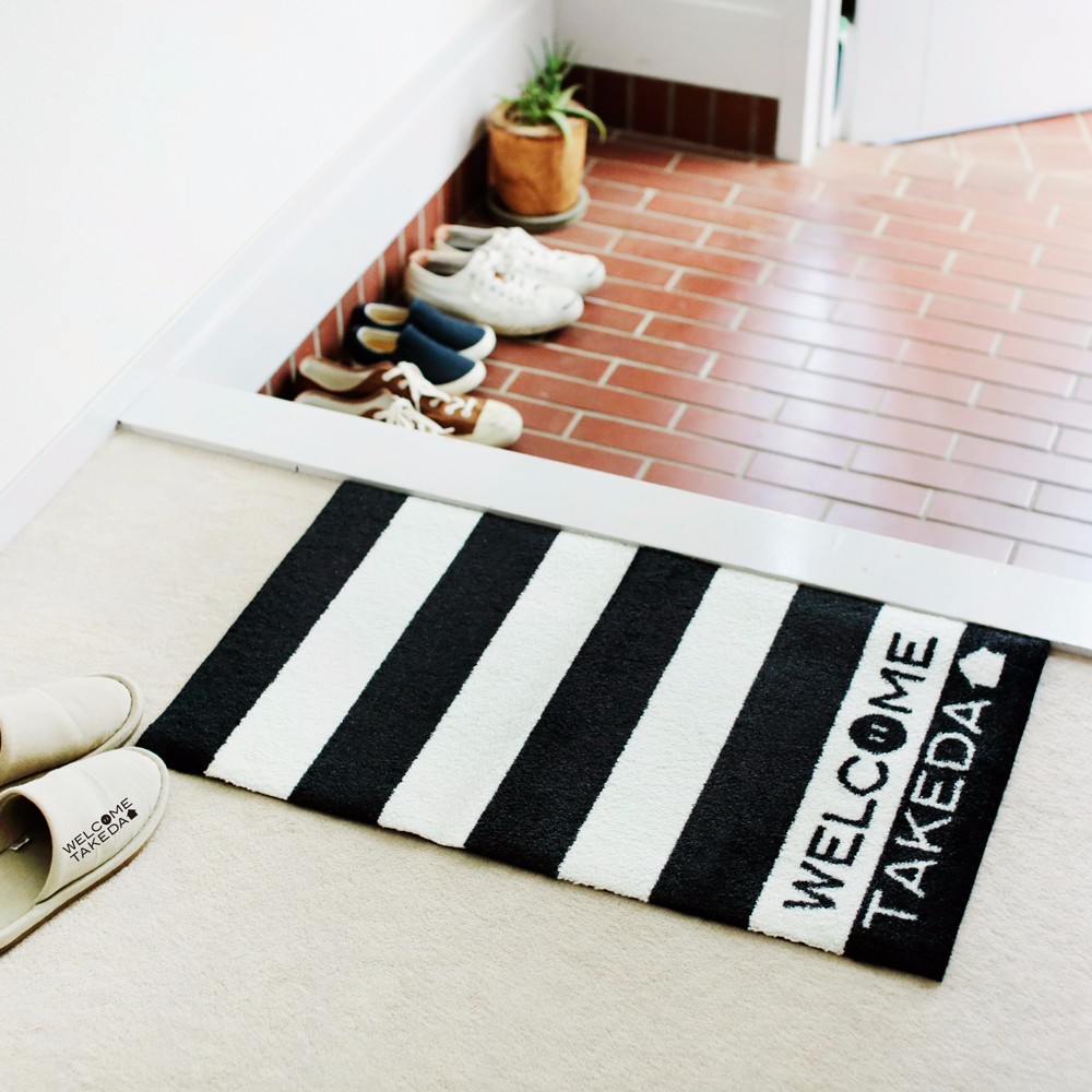 名入れ 玄関マット 好きな２色のストライプでつくります 洗える  屋外兼用 オリジナル マット