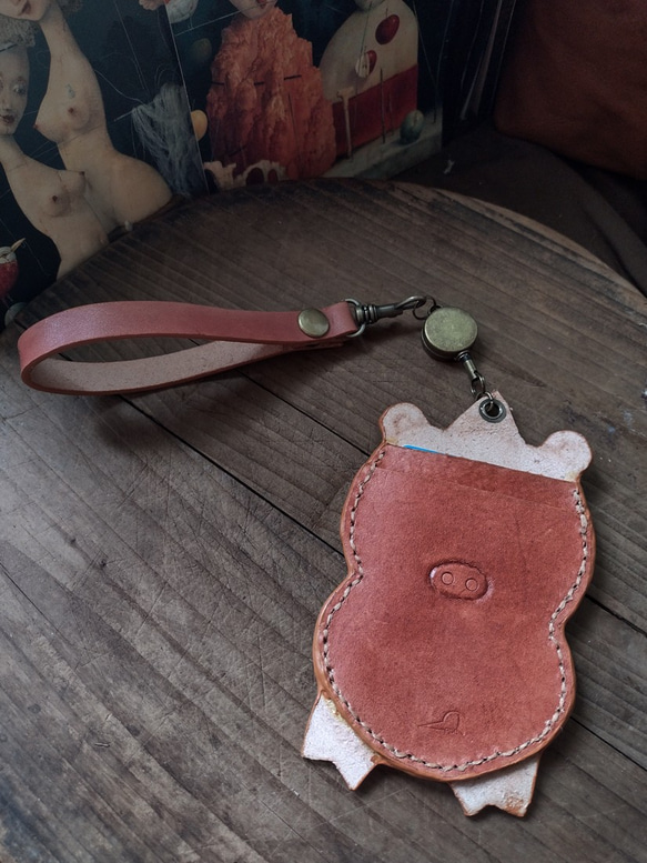 小豬寶寶裝可愛相撲  純牛皮伸縮識別證/悠遊卡套 第4張的照片