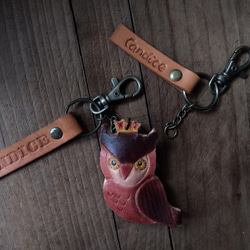 守護神之貓頭鷹 純牛皮鑰匙 -可刻字 第2張的照片