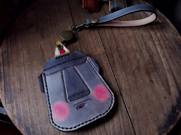 馬戲團摩艾石像 純牛皮伸縮識別證/悠遊卡夾-背面可刻字 第2張的照片