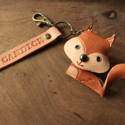 可愛松鼠純牛皮鑰匙圈- 可刻字(生日、情人送禮) 第1張的照片