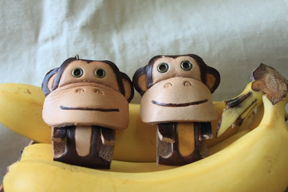 かわいい猿の純粋な革のキーホルダーはレタリングすることができます（誕生日、バレンタインギフト） 4枚目の画像