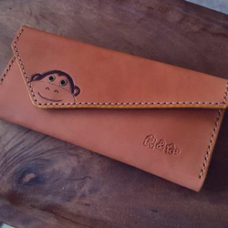 かわいい猿トサイ・フアン純粋なレトロ長い革の財布 - レタリングすることができます（バレンタイン、誕生日プレゼント） 2枚目の画像