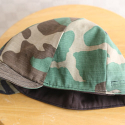 Very Short Tuba Cap Used Real U.S Army Jacket Fabric 59cm 3枚目の画像