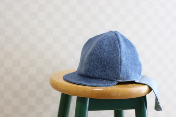 Sunshade Short  Tuba  Cap Used Denim 58cm 2枚目の画像