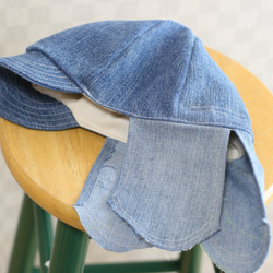 Sunshade Short  Tuba  Cap Used Denim 58cm 3枚目の画像