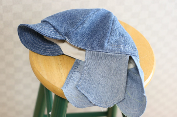 Sunshade Short  Tuba  Cap Used Denim 58cm 3枚目の画像