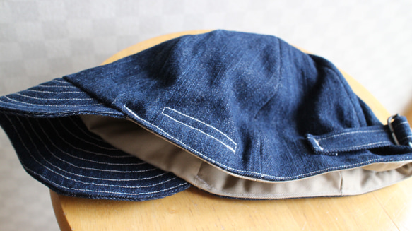 Over Size Short Tuba Cap Used Denim 65-57cm 2枚目の画像