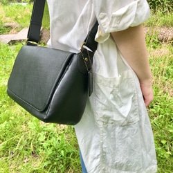 男女共用 ③黒 2way 本革 郵便屋さんのショルダーバッグ ショルダー