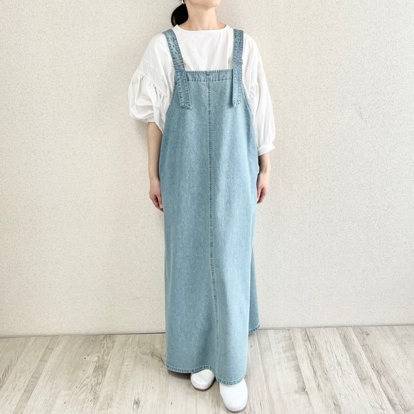 03 前後2wayジャンパースカート　アンティーク・ライトブルー　丈が選べる　総丈128cm 総丈122cm117cm 8枚目の画像