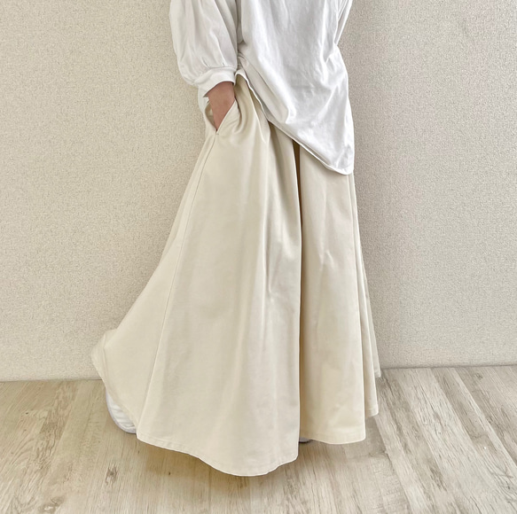 S～LL丈カット可能 ゴムを選べる 一年中着られる総ゴムフレアスカート 10枚目の画像