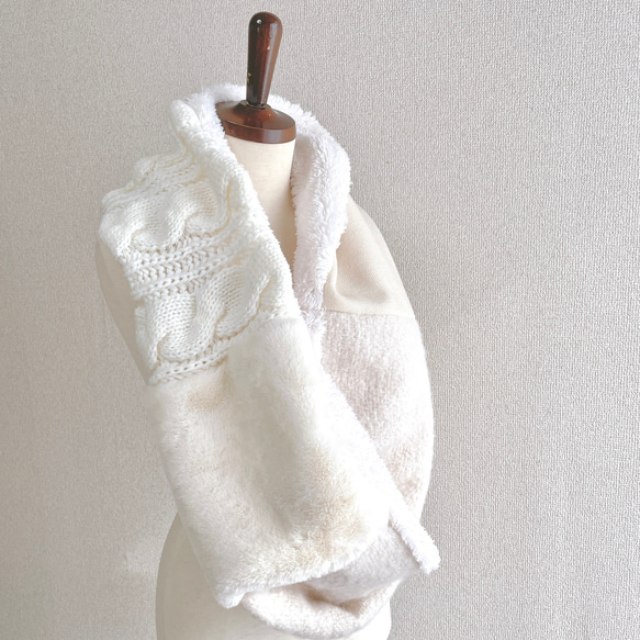 洗濯機OK！5つの白で作るスノーホワイト・スヌード パッチワーク