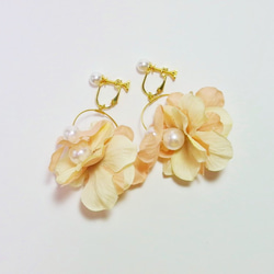ｲﾔﾘﾝｸﾞﾈｼﾞﾊﾞﾈ/【1点限り】花びらとパールのフープイヤリング(bfp-03) 5枚目の画像