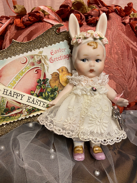 ビスクドールドレス衣装にアンティークレースアンティーク