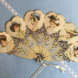 ヴィクトリアン＊扇・Fan・グリーティングカード＊レディC メッセージ