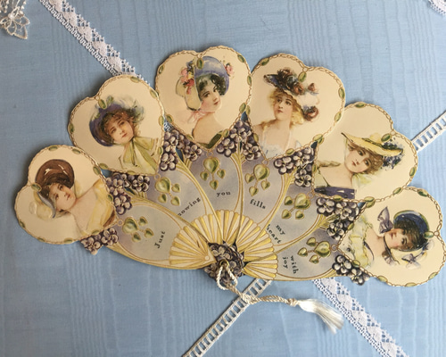 ヴィクトリアン＊扇・Fan・グリーティングカード＊レディC メッセージ